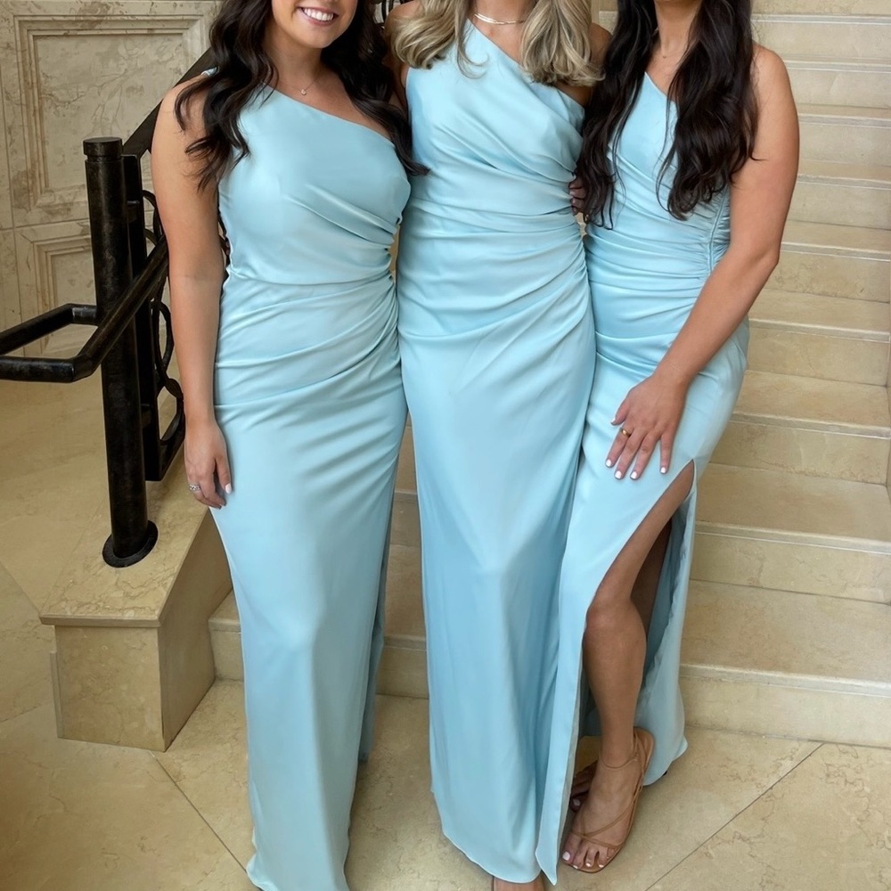 Aidan Mattox One-Shoulder Light Blue Dress
